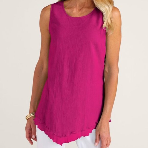 Soft Surroundings Siesta Key Tank Top 3X Coral Pink 100% Cotton Lagenlook - Picture 10 of 14
